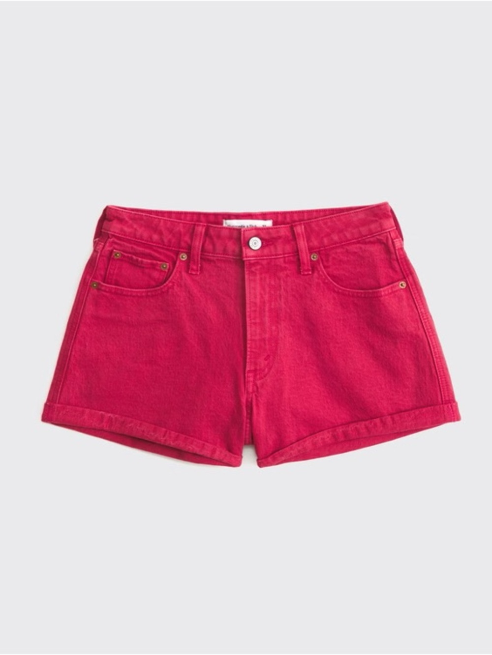 Abercrombie & Fitch Mid-Rise Denim Micro Short Jean Rigid Bright Red